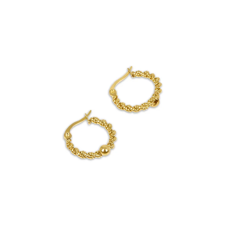 Women’s matching earrings-Twisted Rope Hoop Earrings - Gold