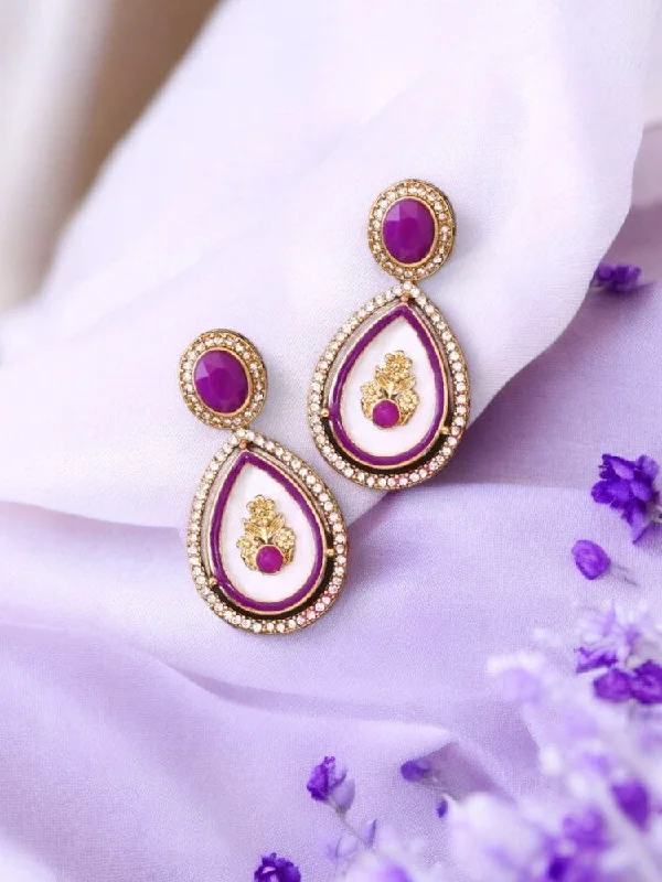 Women’s hoop earrings with diamonds-Purple Pritika Danglers