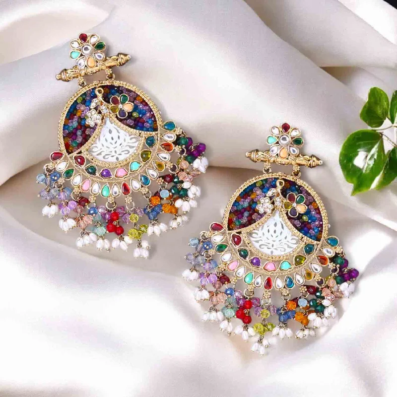 Women’s geometric hoop earrings-Multicolor Fareena Chandbalis