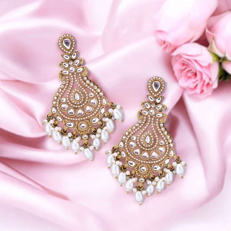 Women’s bridal earrings-Ivory Maalika Chandbalis