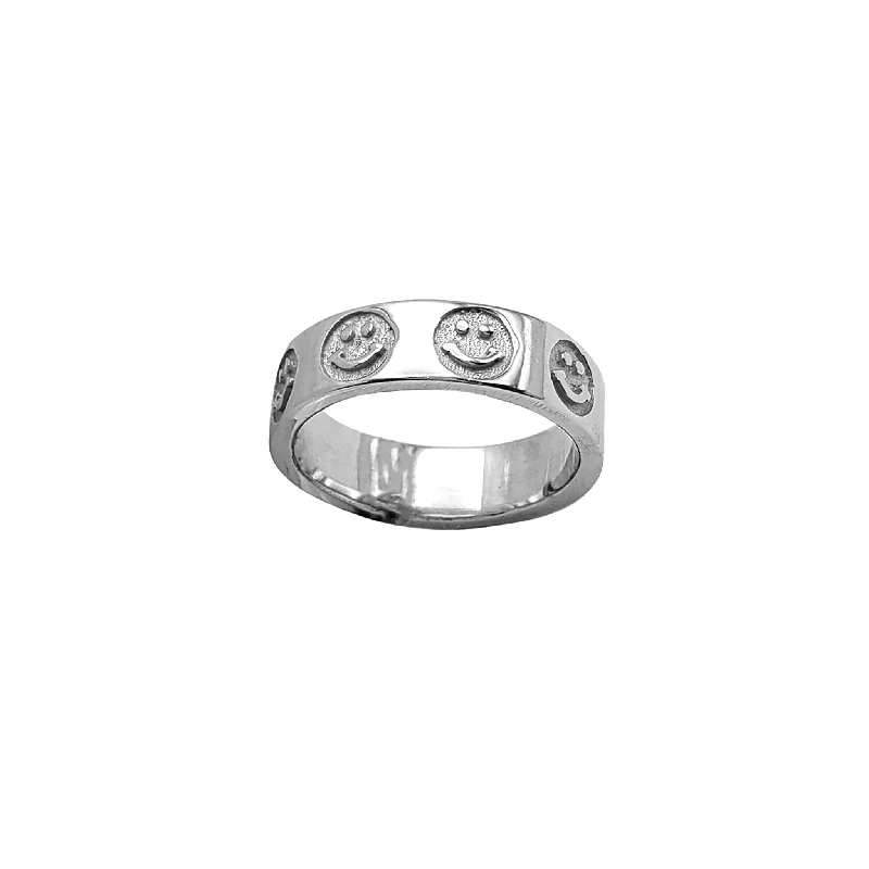 Women’s personalized rings-Smiley Face Eternity Band (Silver)