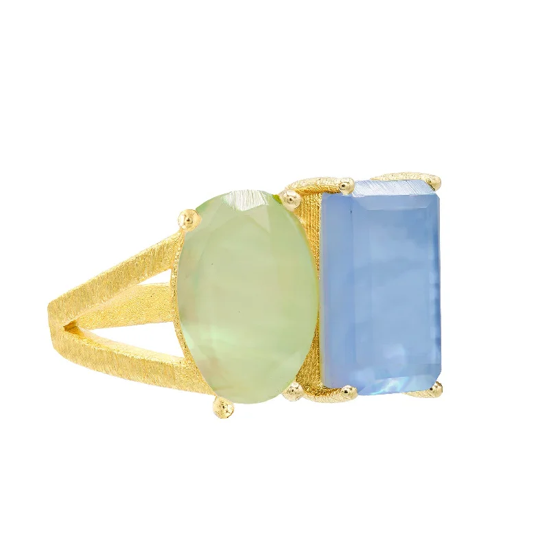 Women’s trendy rings-Mereda Blue Green