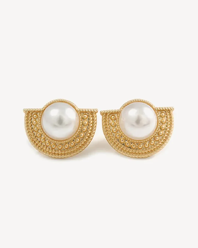 Women’s spiral earrings-Star Ring Pearl Shine