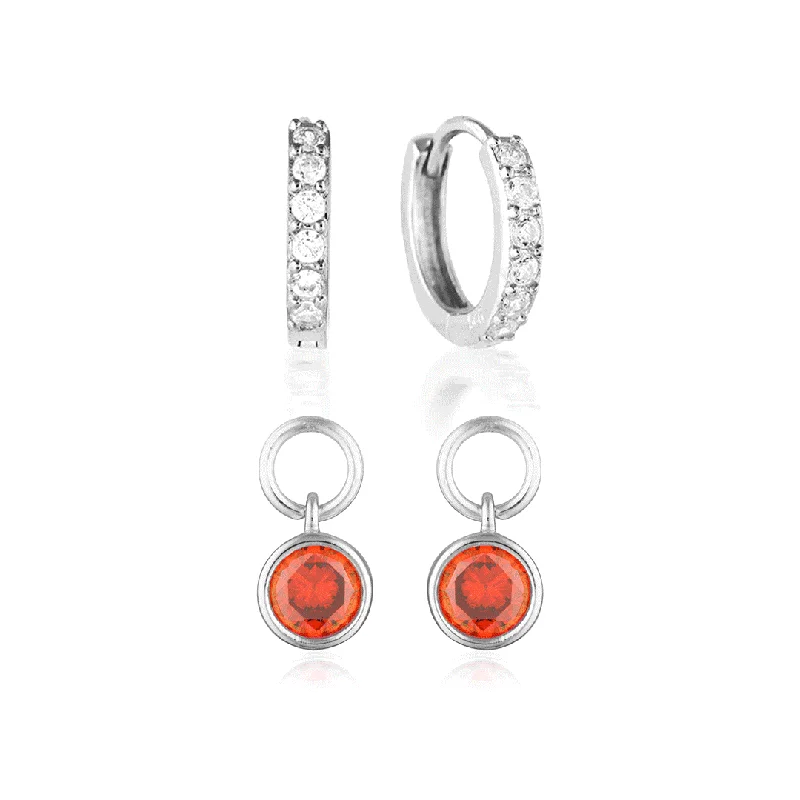 Women’s chunky earrings-Design Your Birthstone Set Jet Silver