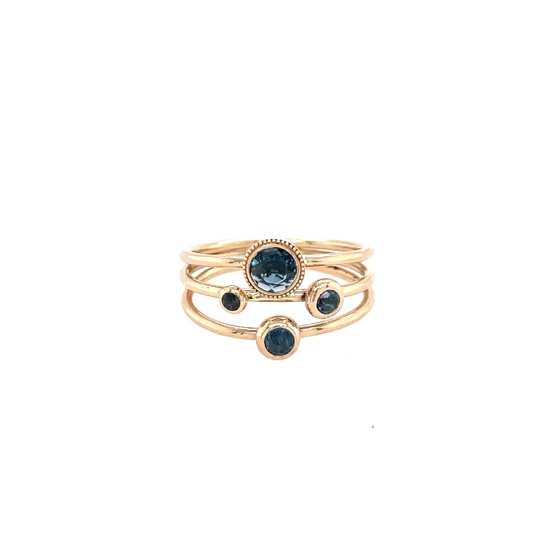 Women’s wedding set rings-Stacked London Blue Topaz