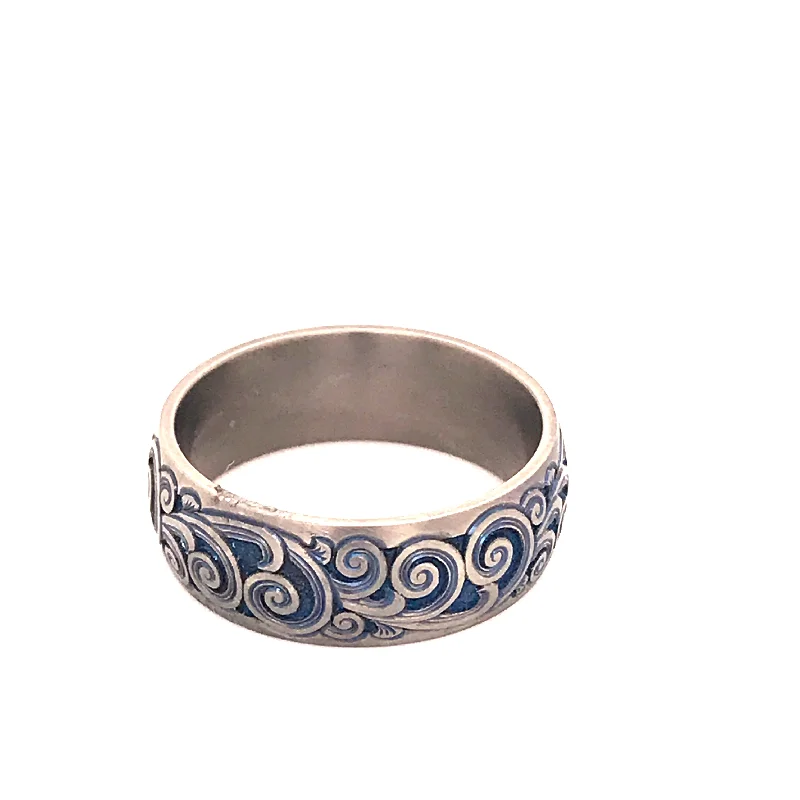 Women’s birthstone rings-Read Wilson Deep Relief Scroll Band