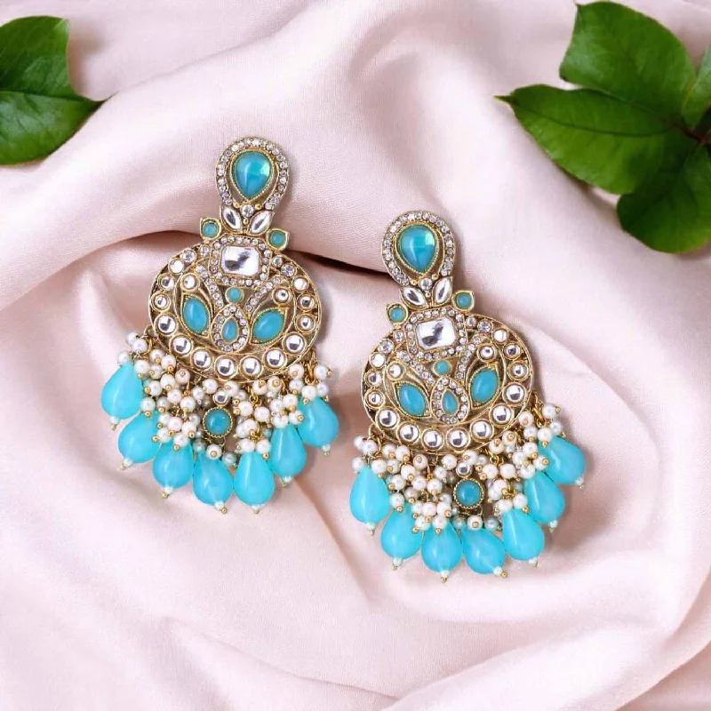 Women’s diamond drop earrings-Turquoise Nitaara Chandbalis