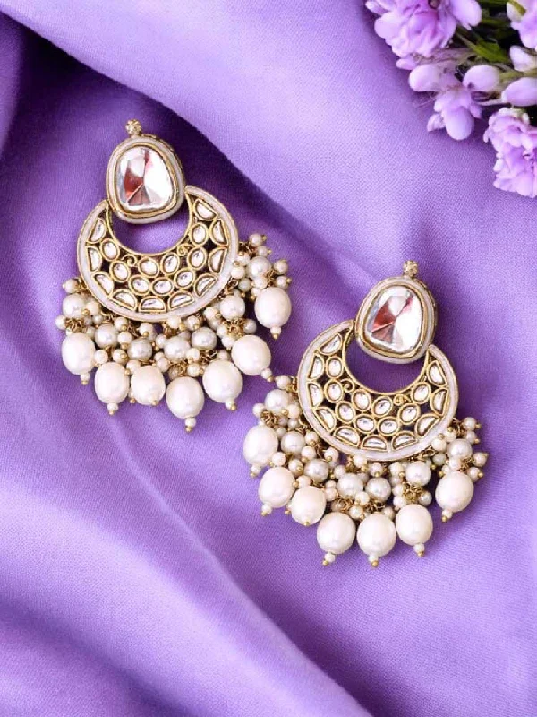 Women’s geometric hoop earrings-Ivory Aabriti Chandbalis