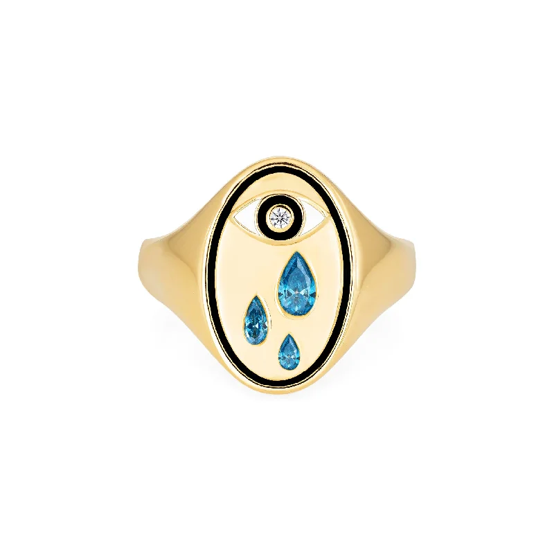 Women’s pearl rings-Cry Baby Signet