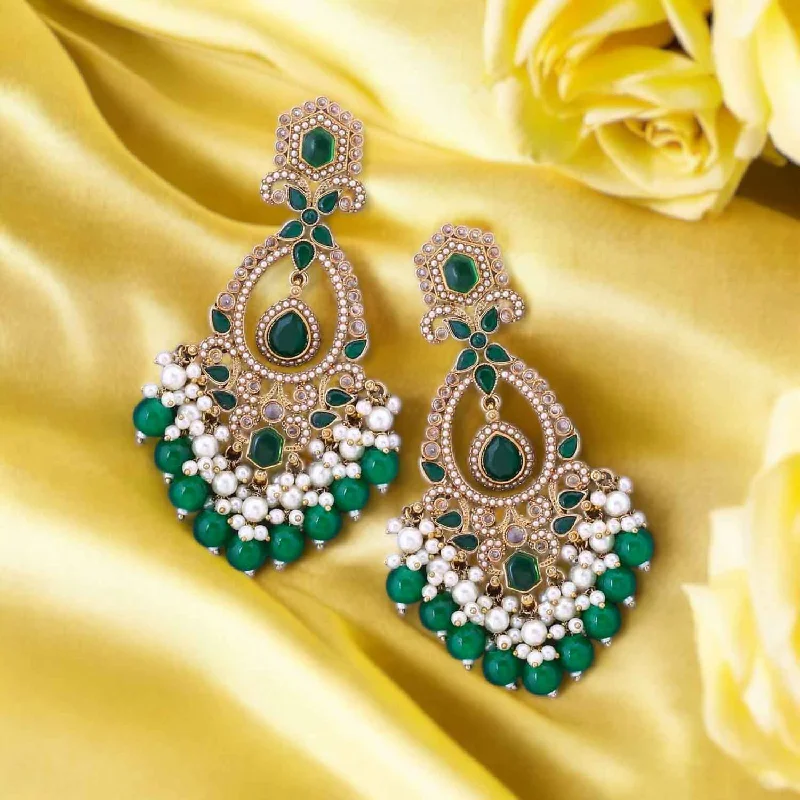 Women’s multi-layer earrings-Emerald Aamira Danglers