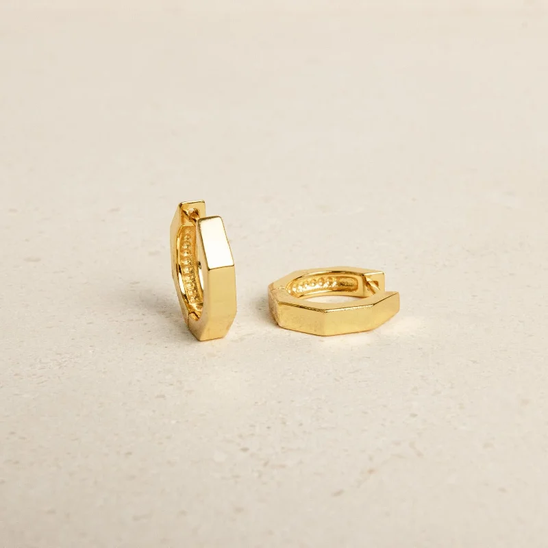 Women’s gold statement earrings-Audrey Huggies