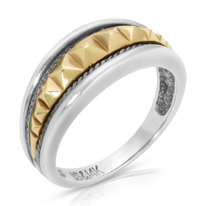 Women’s heart-shaped rings-Two-Tone Spike Band