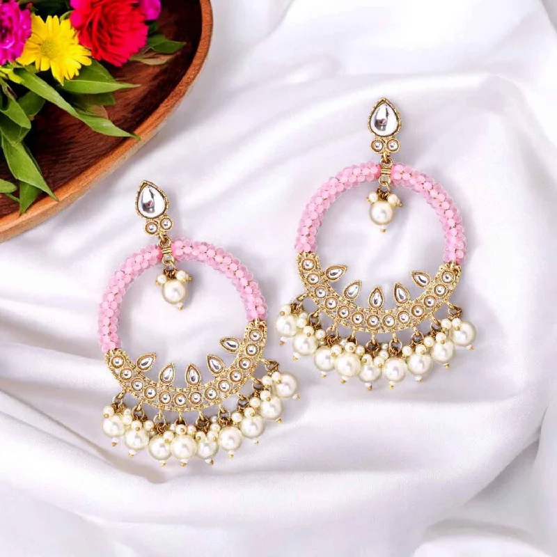 Women’s layered drop earrings-Blush Meeru Chandbalis