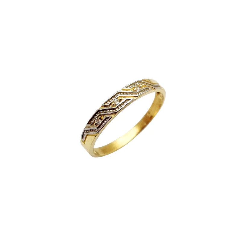 Women’s custom diamond rings-Two-Tone Zig-Zag Capsule Band (14K)