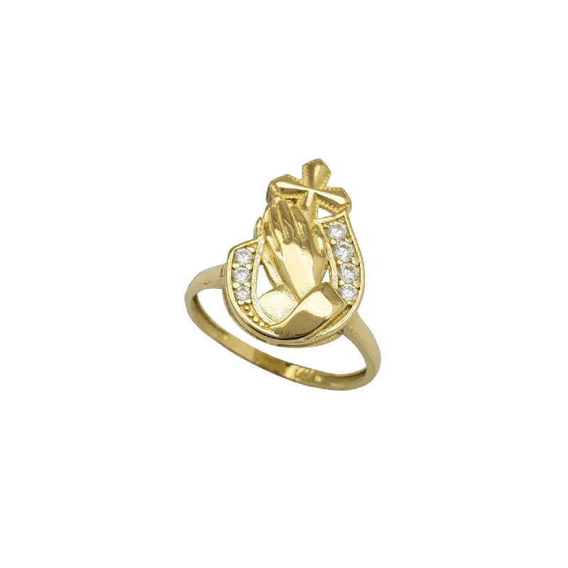 Women’s promise rings-Zirconia Praying Hands Pendant (14K)