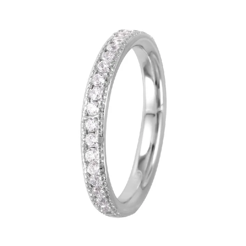 Women’s eternity bands-Rhodium Plated 925 Sterling Silver Channel Set CZ Band - GMR00065