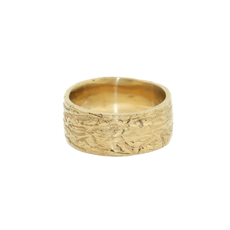 Women’s stackable diamond rings-Yellow Gold x 10mm "Rogue" Cigar Band