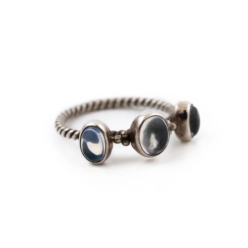 Women’s unique rings-Triple Moonstone Rope Band