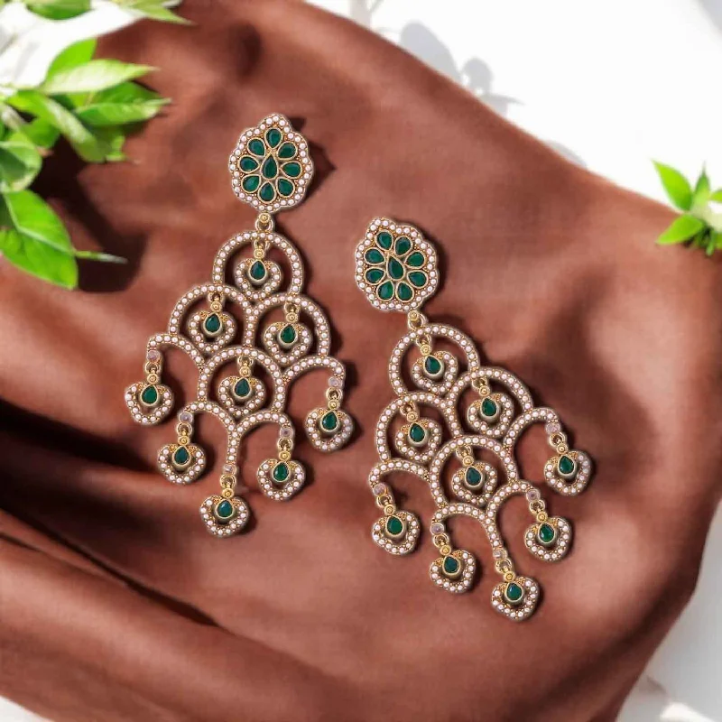 Women’s cocktail earrings-Emerald Maalai Danglers