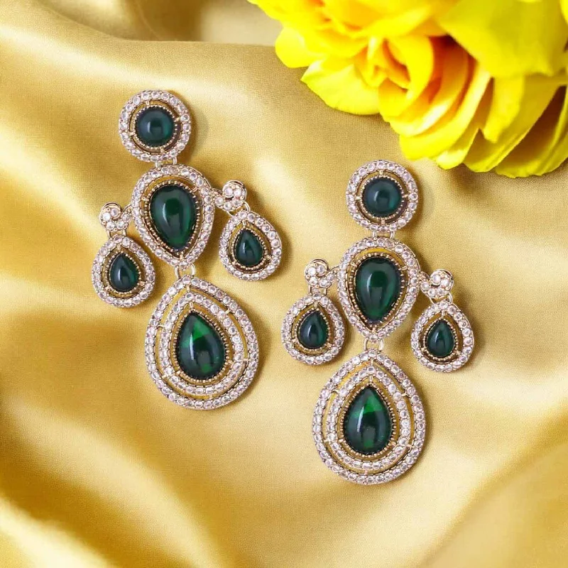 Women’s colored gemstone earrings-Emerald Buthaina Danglers