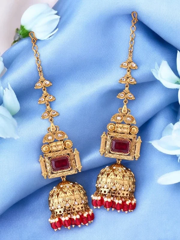 Women’s gold stud earrings-Rani Prithvika Sahara Jhumkis