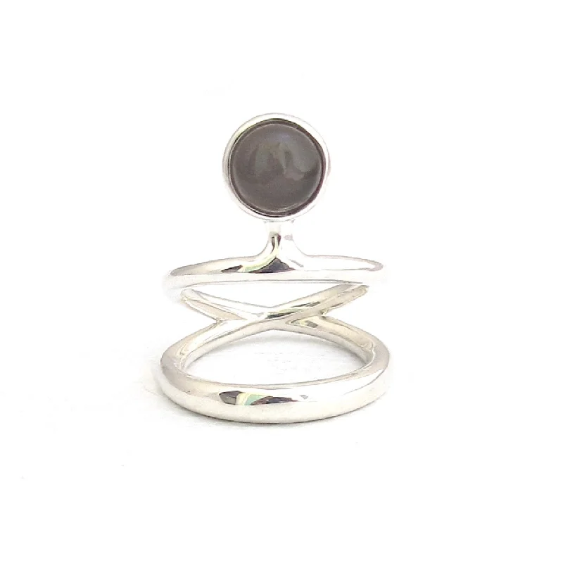 Women’s stackable diamond rings-Vine Grey Moonstone Dual Band