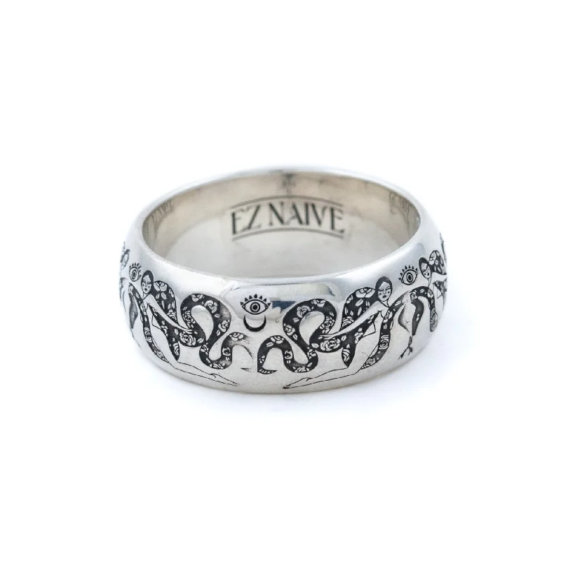 Women’s trendy rings-Silver Intertwined Snake Band