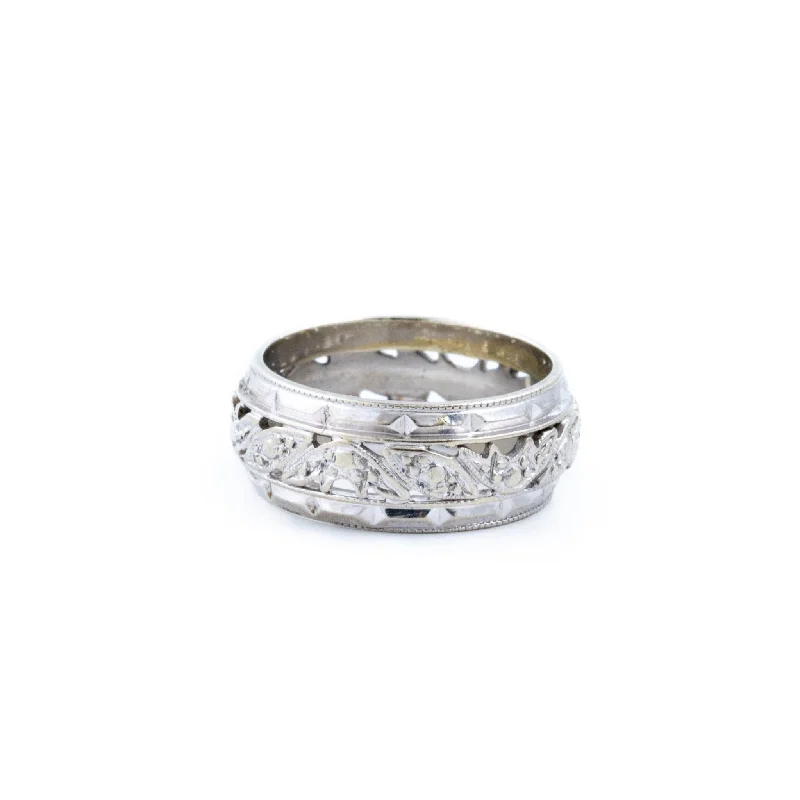 Women’s cluster rings-White Gold Filigree Band