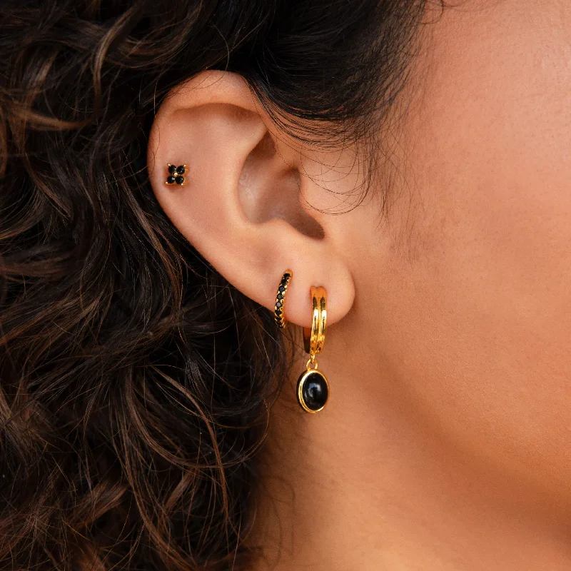 Women’s fashion stud earrings-Onyx Diamond Earrings Set