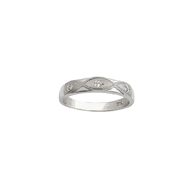 Women’s cubic zirconia rings-Helical Waves CZ Band (14K)