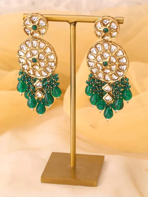 Women’s large hoop earrings-Emerald Rachna Chandbalis