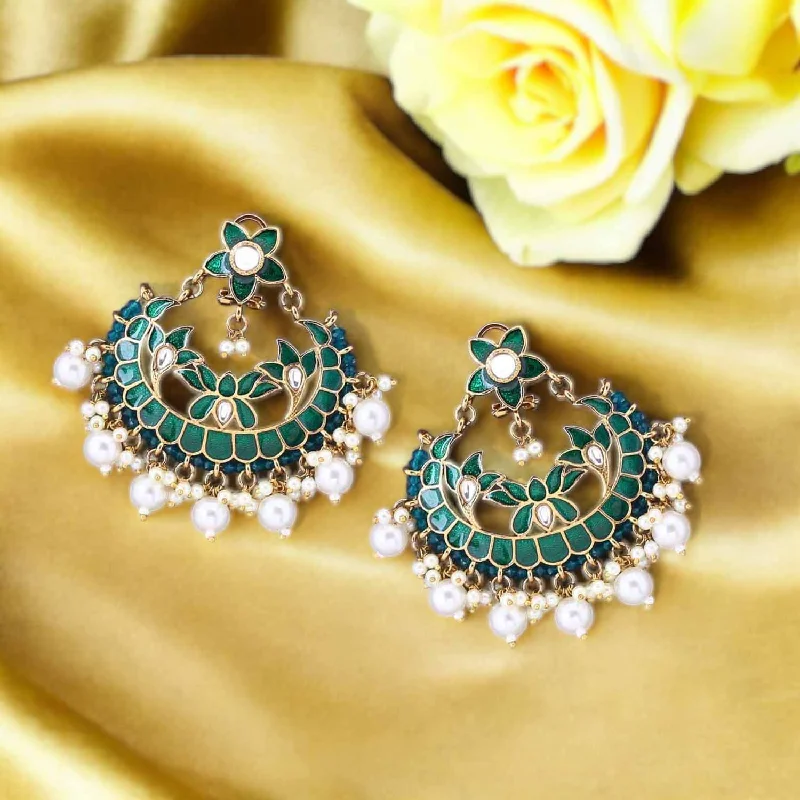 Women’s gold hoop earrings-Emerald Nadira Chandbalis