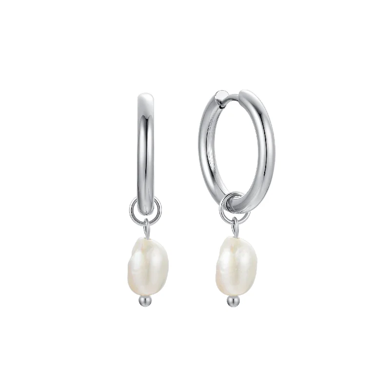 Women’s pearl earrings-Aria Pearl Earrings Silver