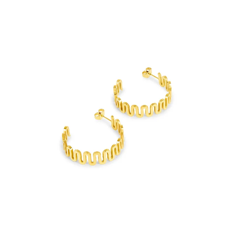 Women’s luxury hoop earrings-Ripple Hoop Earrings - Gold