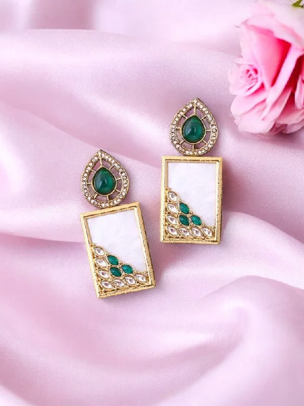 Women’s bohemian earrings-Emerald Jisha Danglers