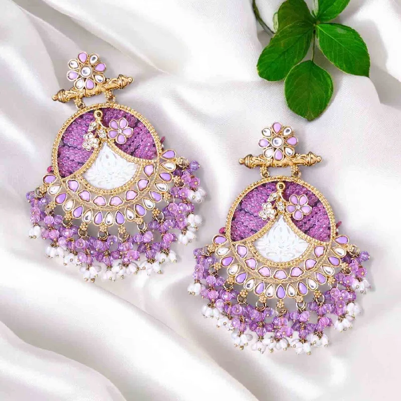 Women’s cubic zirconia earrings-Purple Fareena Chandbalis