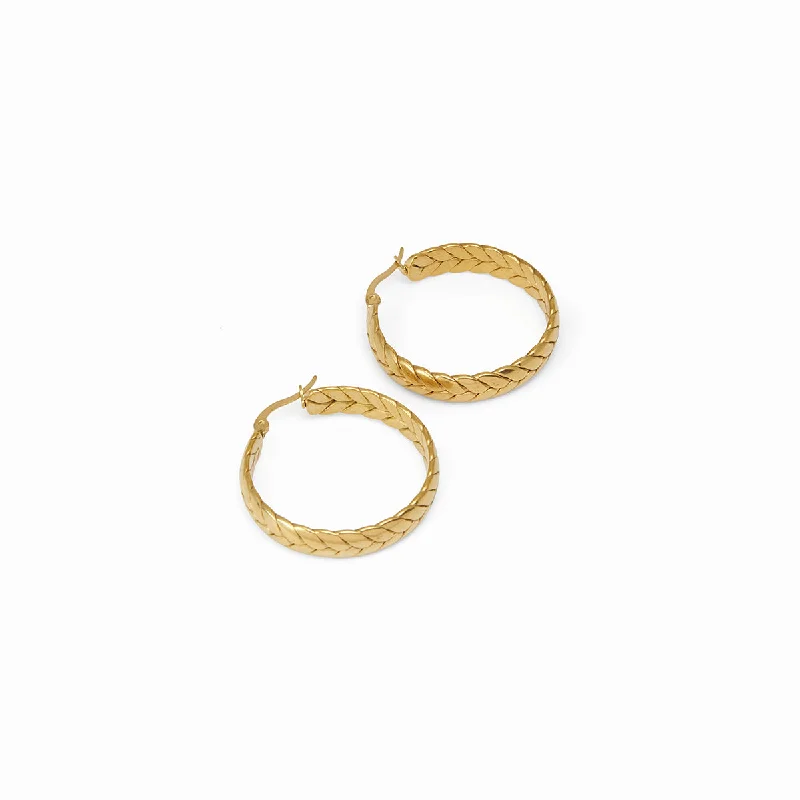 Women’s turquoise earrings-Woven Hoop Earrings - 18k Gold Plated