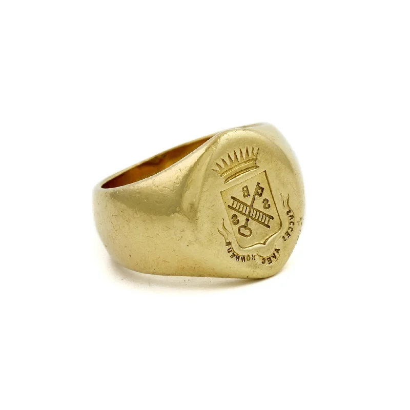 Women’s floral rings-1910's French "Key & Ladder Crest" Signet