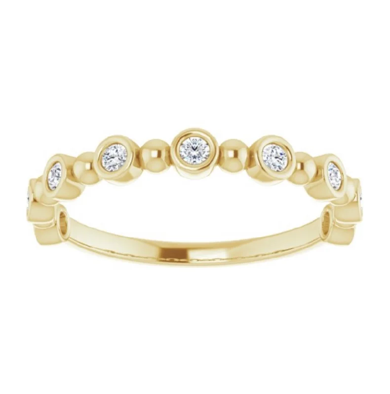 Women’s rose gold diamond rings-The Alternate Bead & Bezel Band