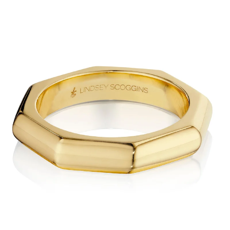 Women’s chunky gold rings-STILL POLISHED DOME BAND