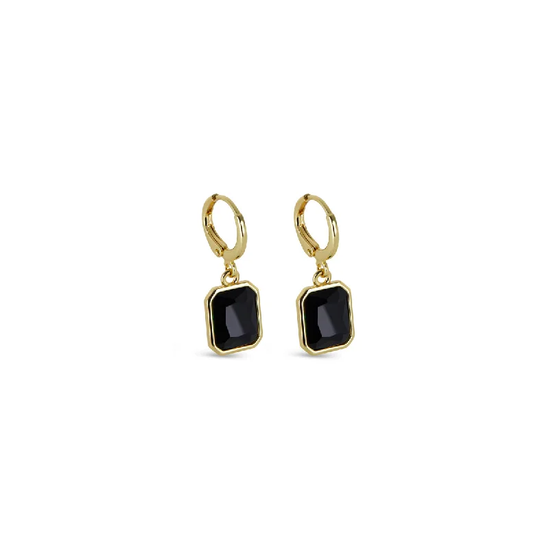 Women’s pearl drop earrings-Tropez Huggie Hoop Earrings - Gold/Black