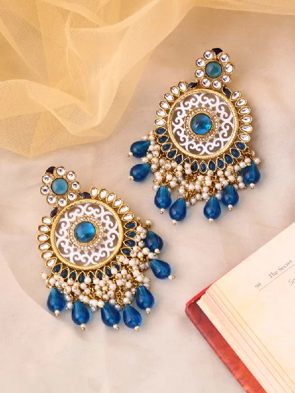 Women’s vintage earrings-Blue Miraya Chandbalis