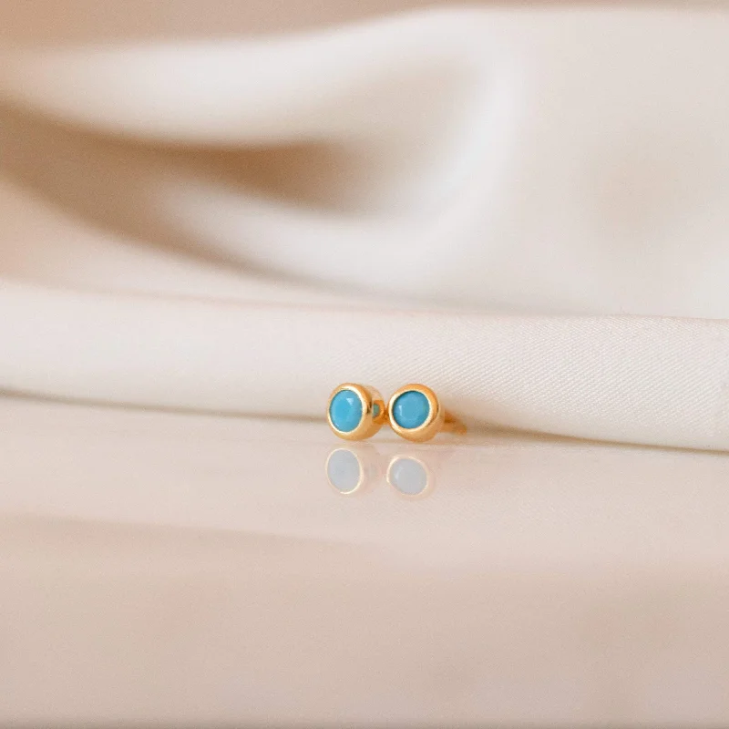 Women’s rose gold diamond earrings-Ariel Turquoise Studs