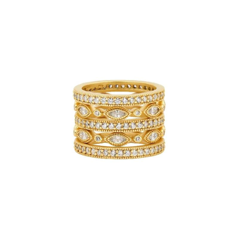 Women’s cubic zirconia rings-Signature Classic Marquise Eternity 5-Stack