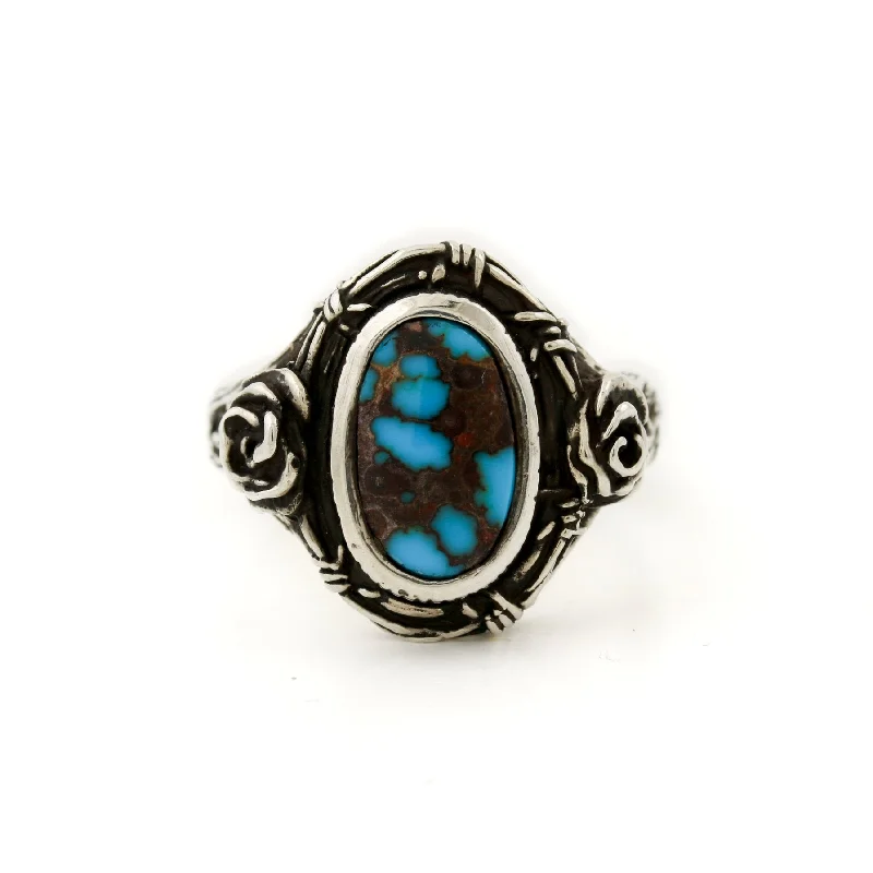 Women’s gemstone rings-Silver x Egyptian Turquoise "Thorn in My Heart" Signet