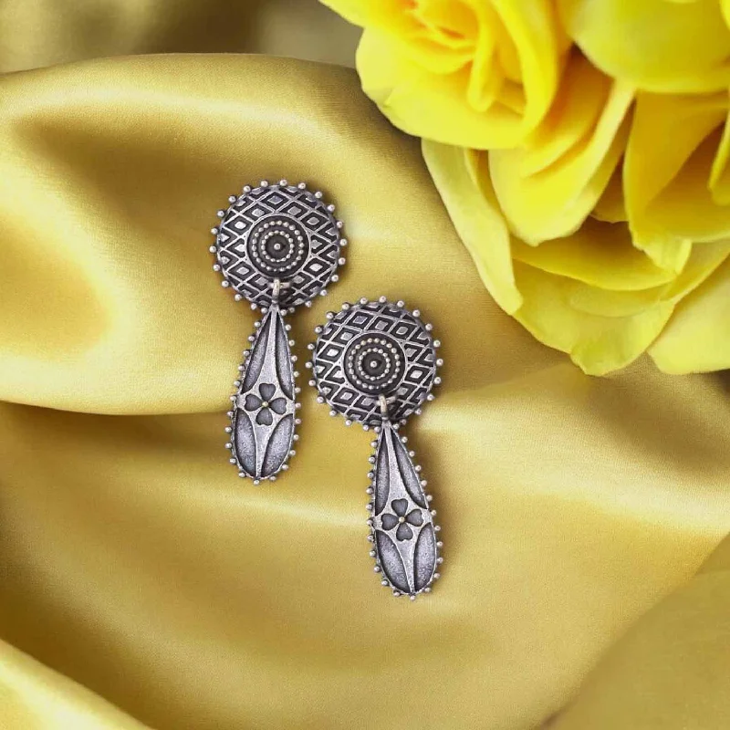 Women’s hoop earrings with diamonds-Antique Kalti Oxidised Danglers