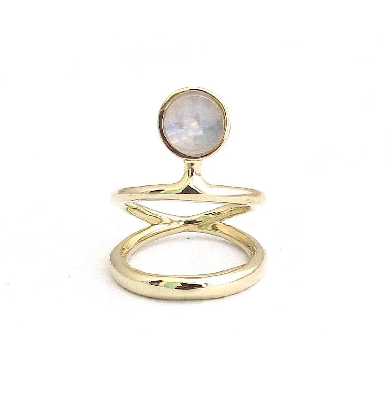 Women’s pearl rings-Vine Moonstone Dual Band