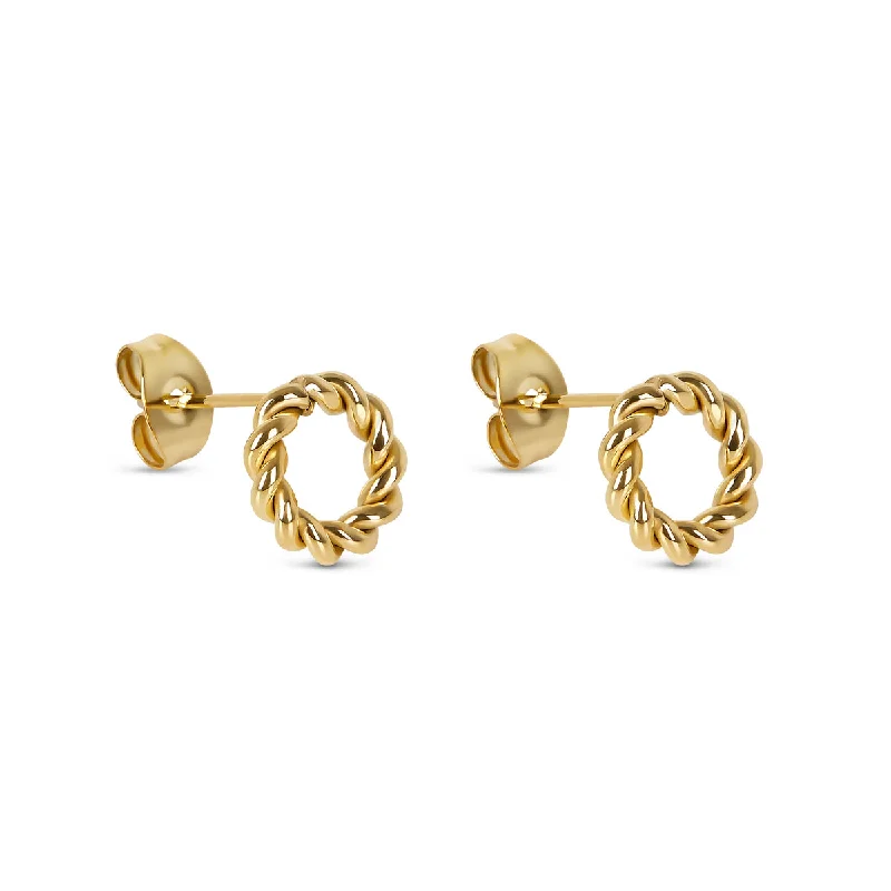 Women’s simple stud earrings-Dainty Rope Stud Earrings - Gold