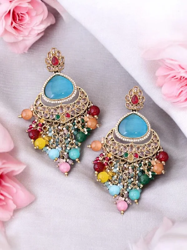 Women’s diamond earrings-Multicolor Aira Chandbalis