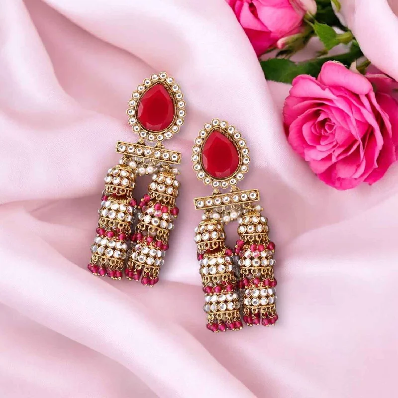 Women’s emerald cut earrings-Rani Kristie Jhumkis